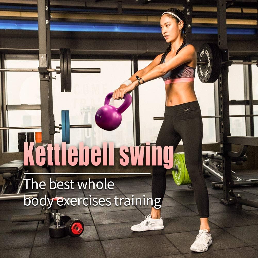 15lbs Kettlebell Set, Strength Training Kettlebells Weight Set For Women, Vinyl Coated Kettle Bell For Home Gym Workout Weight Lifting Equipment, Comfortable Grip Wide Handle Weights